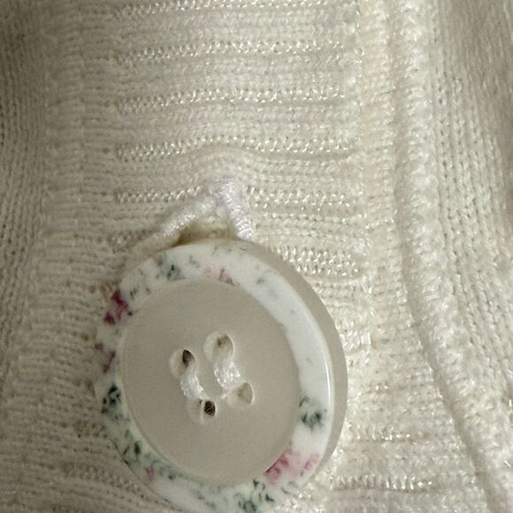 Repeat White Long Cardigan with Decorative Buttons & Patch Pockets. Size 36/XS. - Picture 6 of 10